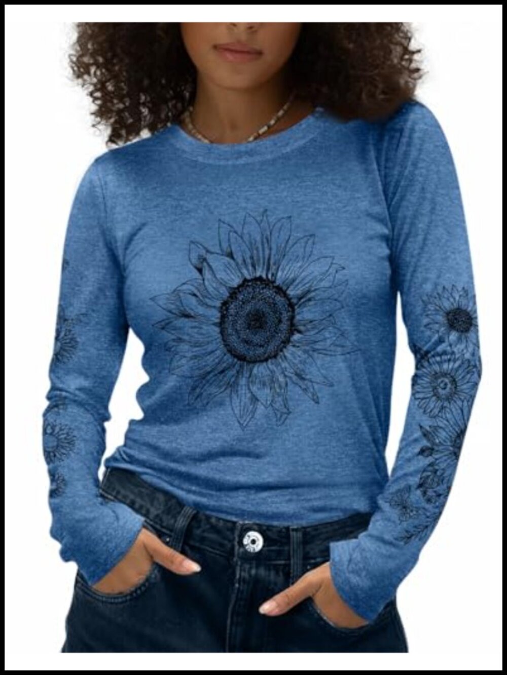 Women's Long Sleeve Graphic Tee Crewneck Casual Pullover Top